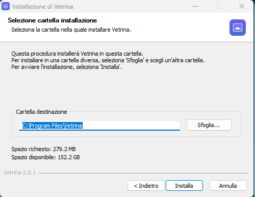 La scelta della cartella di installazione