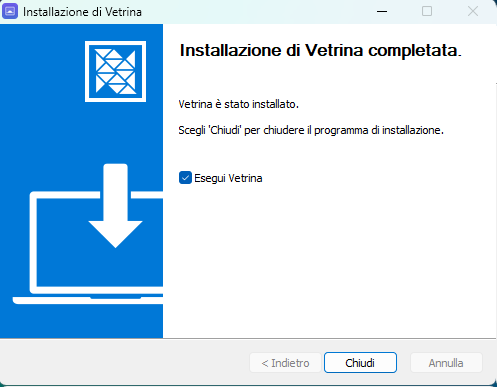La schermata che dice installazione completata