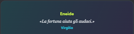 Il riquadro dell'aforisma, con l'opera e l'autore