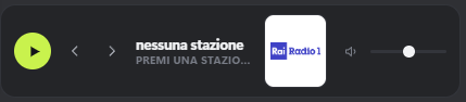 La barra della radio, con i tasti e il volume